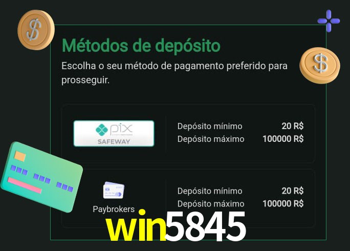 O cassino win5845 oferece uma grande variedade de métodos de pagamento